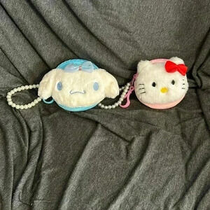 Hello Kitty and Cinnamon roll mini wallet with pearl bracelet.